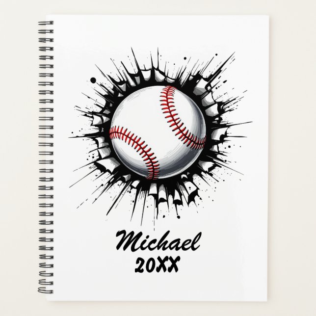  Personalized Baseball Ball Breaking Through Wall  Planner (Front)