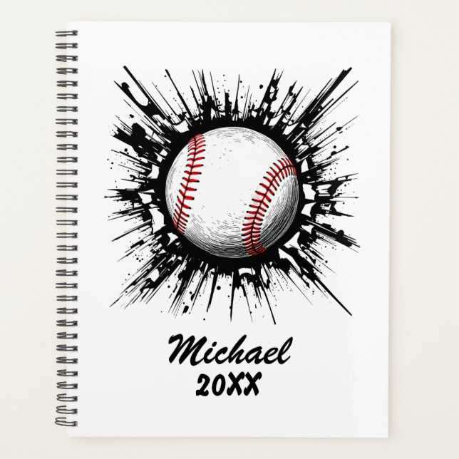  Personalized Baseball Ball Breaking Through Wall  Planner (Front)