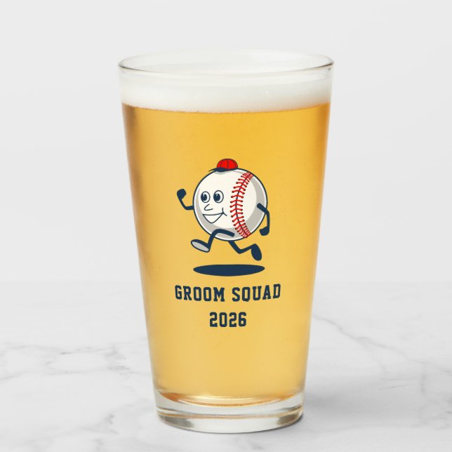 Personalized Baseball Ball Cartoon Glass (Front Filled)