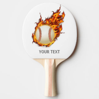 Personalized Baseball Ball on Fire bat Ping Pong Paddle