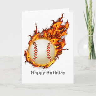 Personalized Baseball Ball on Fire Card