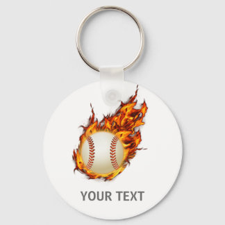 Personalized Baseball Ball on Fire keychain