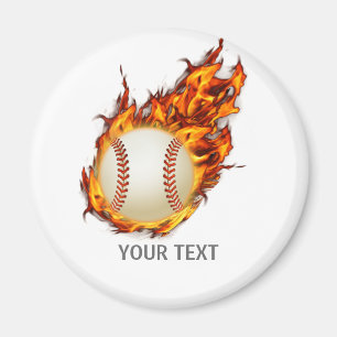 Personalized Baseball Ball on Fire Magnet