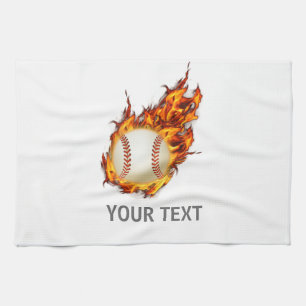 Personalized Baseball Ball on Fire towel