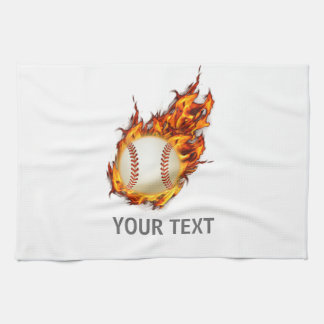 Personalized Baseball Ball on Fire towel