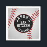Personalized Baseball Bar Mitzvah Red Black Napkin<br><div class="desc">Personalized red,  white and black baseball Bar Mitzvah paper napkins.</div>