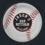 Personalized Baseball Bar Mitzvah Red Black White Paper Plate<br><div class="desc">Personalized red,  white and black baseball Bar Mitzvah paper plate.</div>