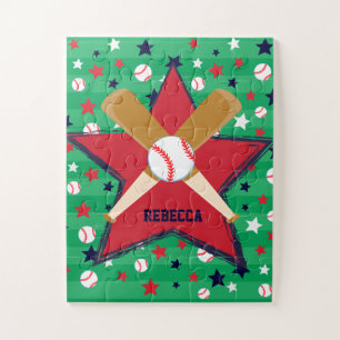 Personalized Baseball bats ball and stars Jigsaw Puzzle