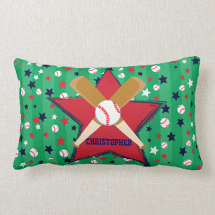 Personalized Baseball bats ball and stars Lumbar Pillow