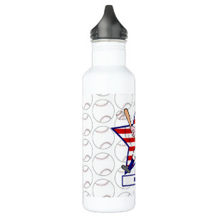 Personalized Baseball batter Star and stripes 710 Ml Water Bottle