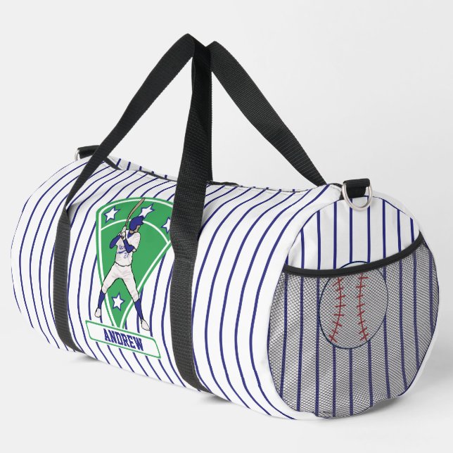 Personalized Baseball Batter Star blue Duffle Bag (Right Corner)