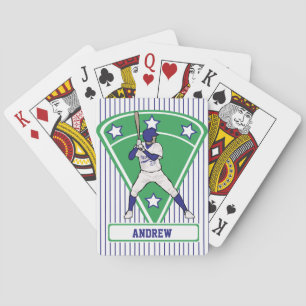 Personalized Baseball Batter Star Blue Playing Cards
