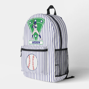 Personalized Baseball Batter Star blue Printed Backpack