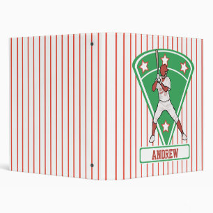 Personalized Baseball Batter Star Red Binder
