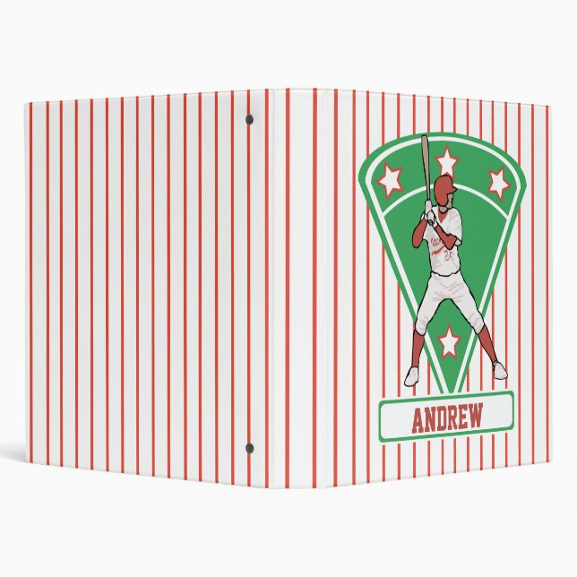 Personalized Baseball Batter Star Red Binder (Background)