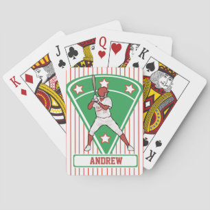 Personalized Baseball Batter Star Red Playing Cards