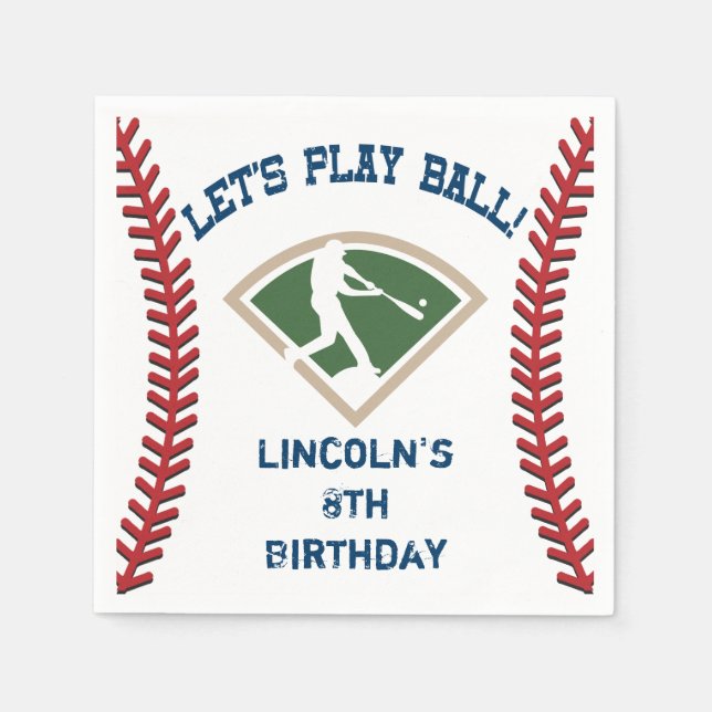 Personalized Baseball Birthday Dessert Napkins (Front)