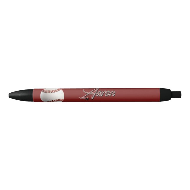  Personalized Baseball Black Ink Pen (Front)
