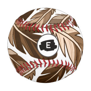 Personalized Baseball Boho Monogram Brown Feather