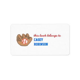 Personalized baseball bookplate label
