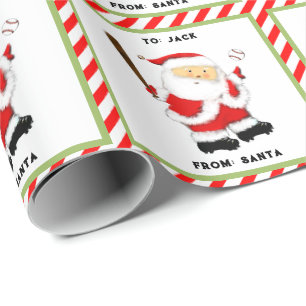 Personalized Baseball Christmas Gift Wrapping Paper