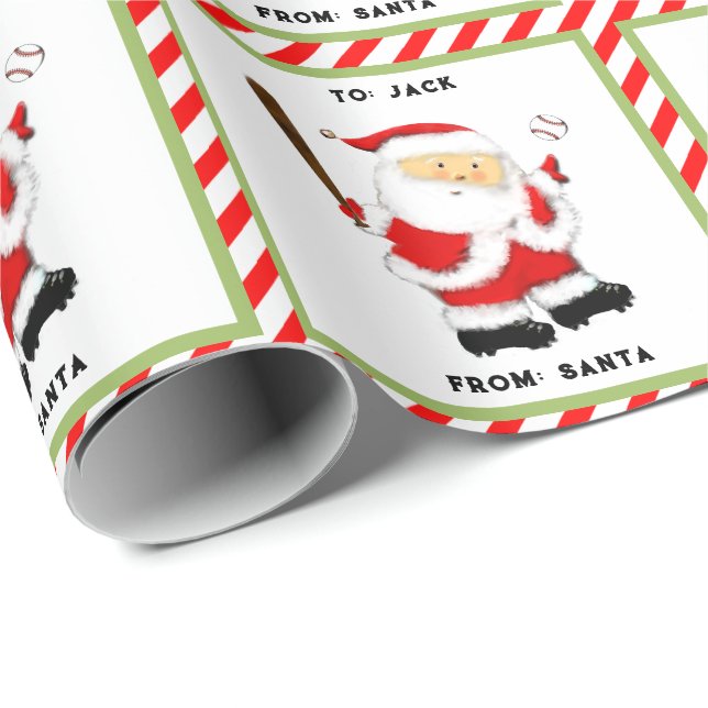 Personalized Baseball Christmas Gift Wrapping Paper (Roll Corner)
