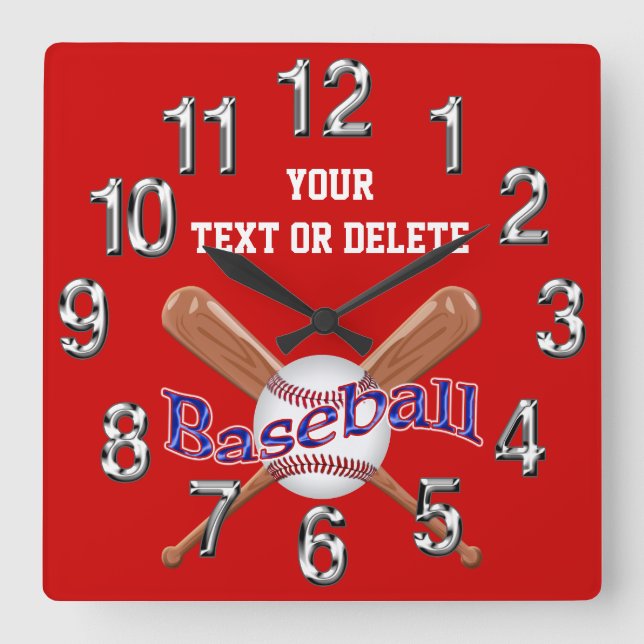 PERSONALIZED Baseball Clocks Change Colours, Text (Front)