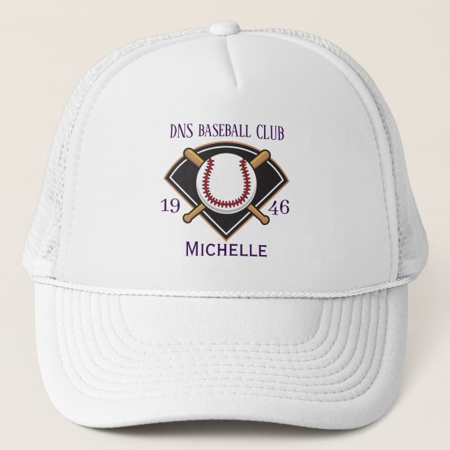 Personalized baseball Club Name Classic Trucker Hat (Front)