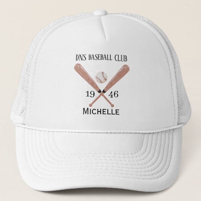 Personalized baseball Club Name Classic Trucker Hat (Front)