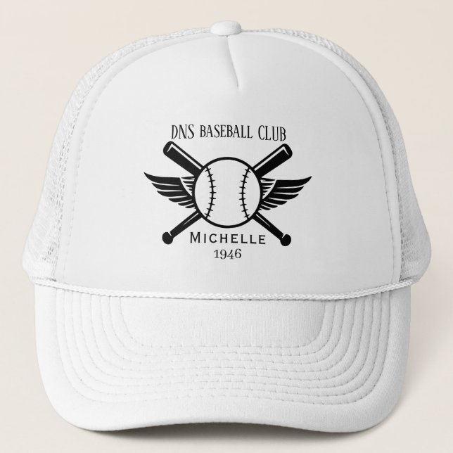 Personalized baseball Club Name Classic Trucker Hat (Front)