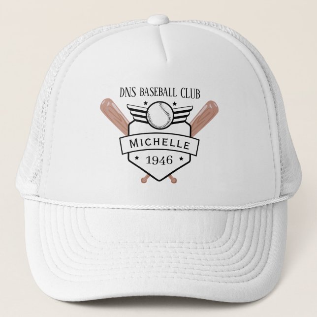 Personalized baseball Club Name Classic Trucker Hat (Front)