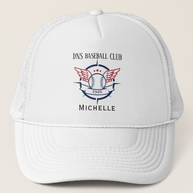 Personalized baseball Club Name Classic Trucker Hat (Front)
