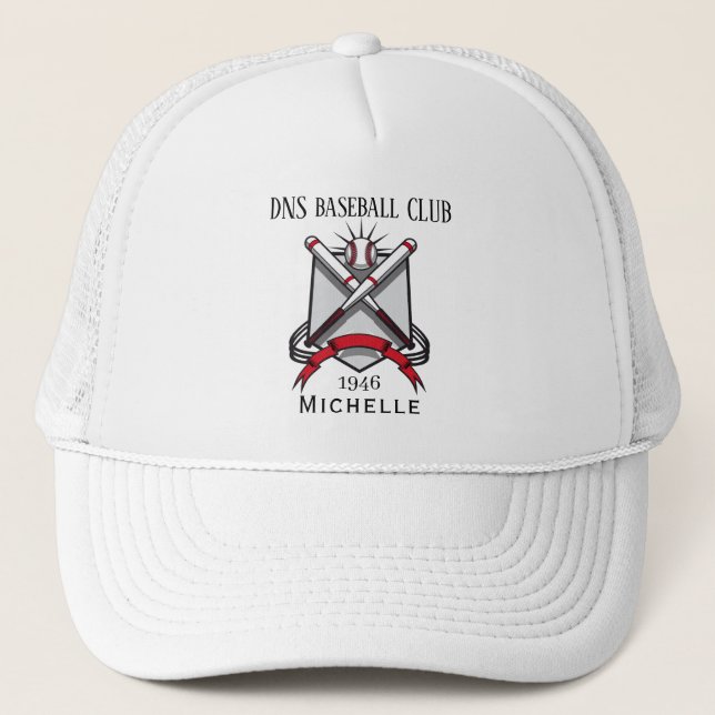 Personalized baseball Club Name Classic Trucker Hat (Front)