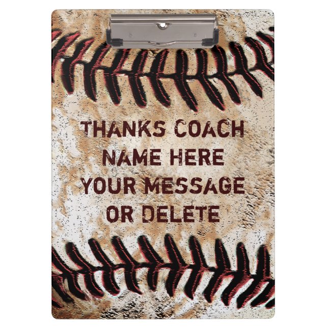 Personalized Baseball Coach Clipboard Cool Vintage (Front)