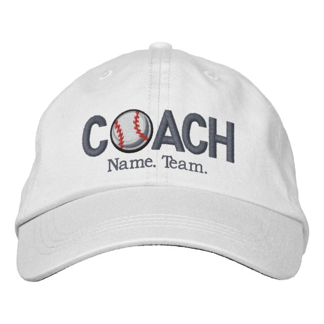 Personalized Baseball Coach Embroidered Hat (Front)