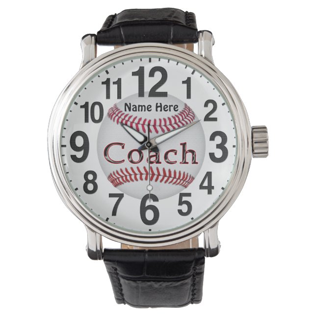 Personalized Baseball Coach Gifts BASEBALL WATCHES (Front)