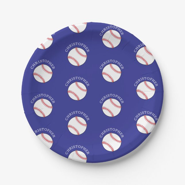 Personalized Baseball Cool Sport Paper Plate (Front)