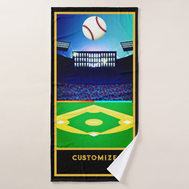 Personalized Baseball Fan Bath Towel Set (Bath Towel)