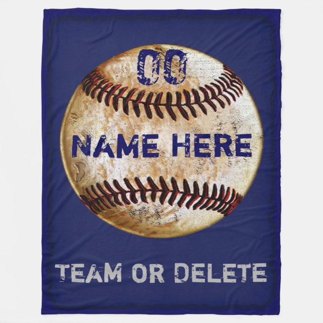 Personalized Baseball Fleece Blanket 3 Text Boxes (Front)