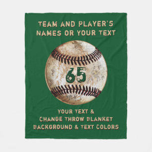 Personalized Baseball Fleece Blanket, Customizable Blanket