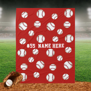 Personalized Baseball Fleece Blanket TEXT, COLORS