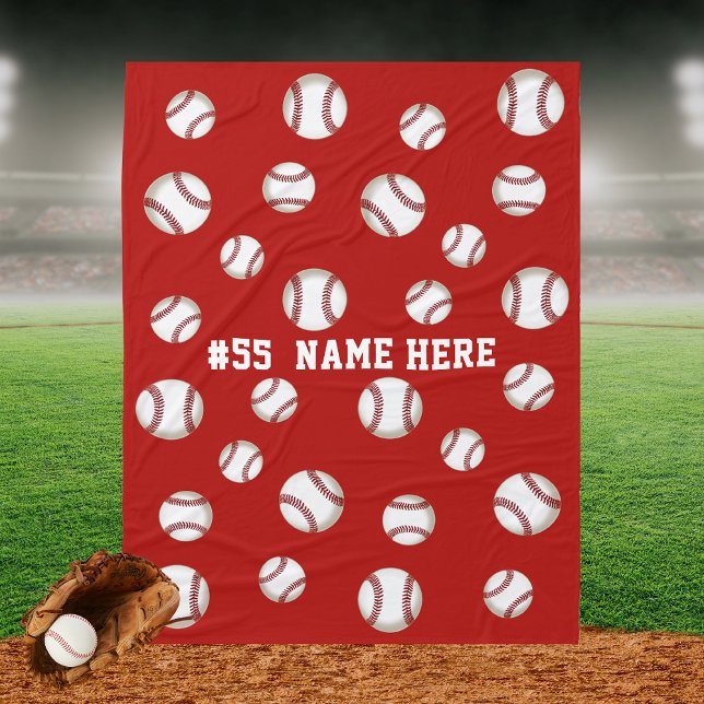 Personalized Baseball Fleece Blanket TEXT, COLORS (Creator Uploaded)