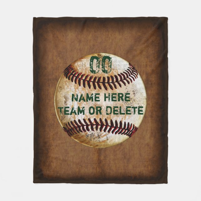 Personalized Baseball Fleece Blanket, Your Text (Front)