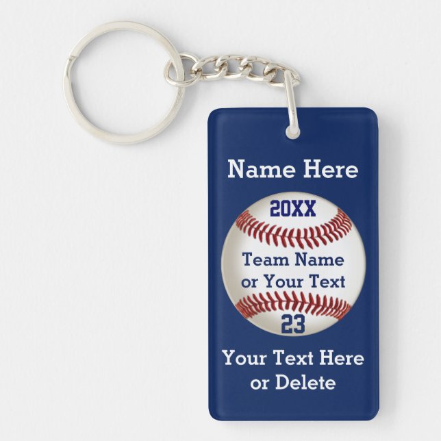Personalized Baseball Gifts for Players 5 Text Box Keychain (Front)