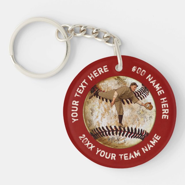 Personalized Baseball Gifts for Players, Coaches Keychain (Front)