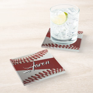 Personalized Baseball Glass Coaster