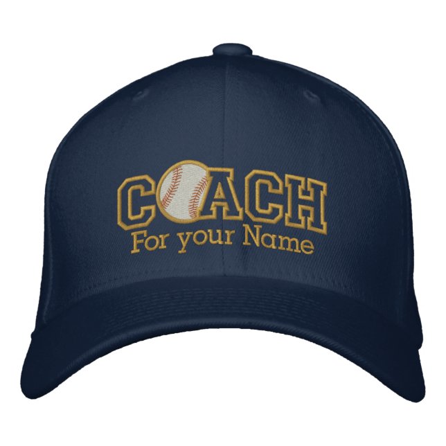 Personalized Baseball Golden Coach with your name Embroidered Hat (Front)