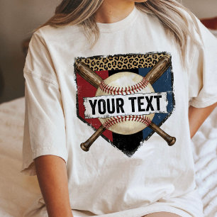 Personalized Baseball Home Plate Leopard Print Tri-Blend Shirt