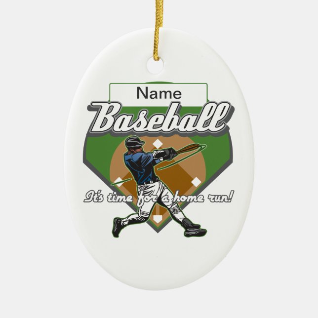Personalized Baseball Home Run Ceramic Ornament (Front)