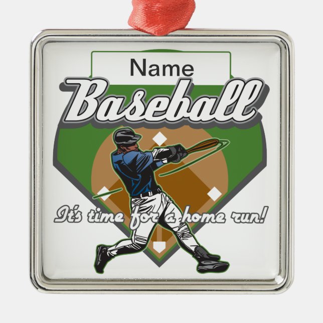 Personalized Baseball Home Run Metal Ornament (Front)